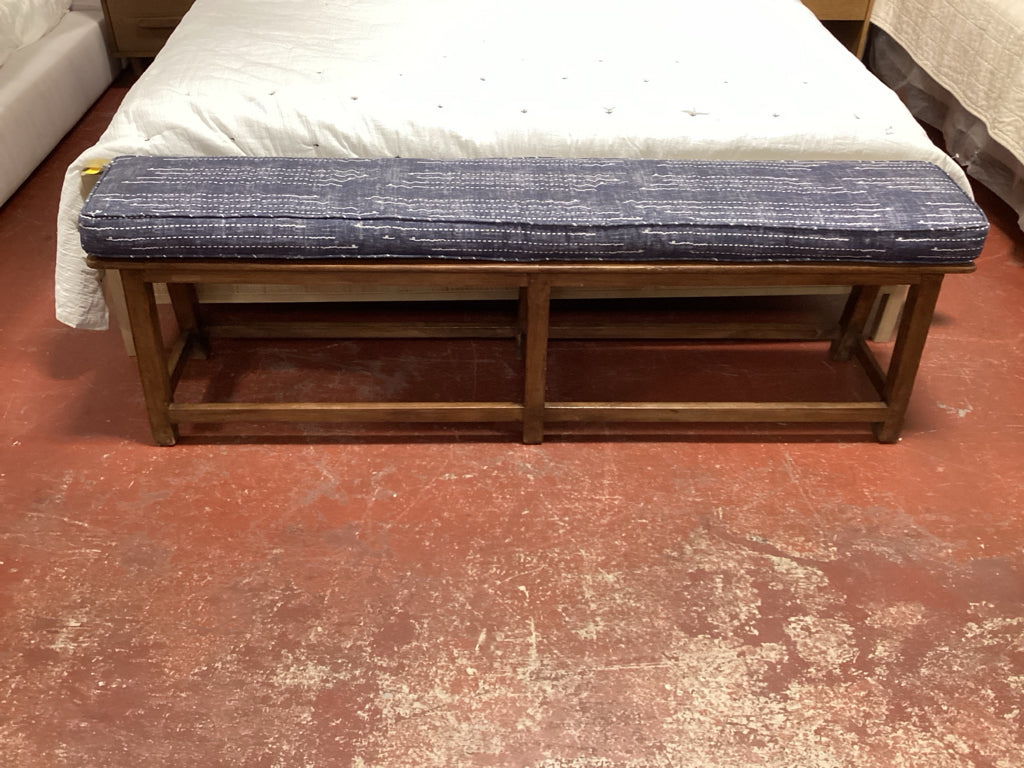 Vintage Farmhouse Entry Bench w/ Custom Cushion 72x12x21