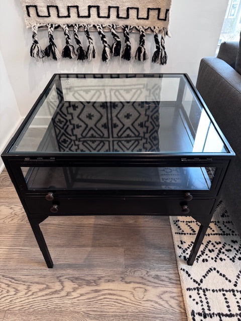 Four Hands Shadowbox end table black iron 24x24