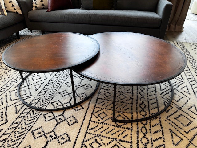 Four Hands Catalina Nesting Coffee Table SET-Round  Iron & Copper