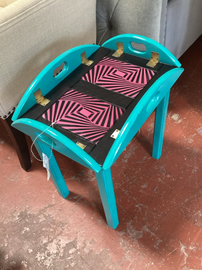 Side Table / Funky painted butler table 15 x 20 x 16