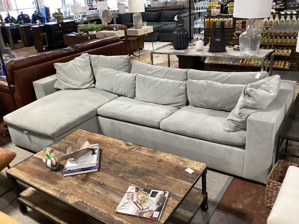 West Elm Harmony Sectional sleeper w/ storage chaise/ grey / 123 x 68