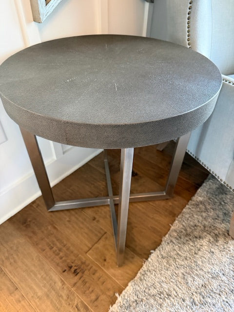 Mandalay Shagreen Nightstand w/ Brushed Chrome Base 24x26