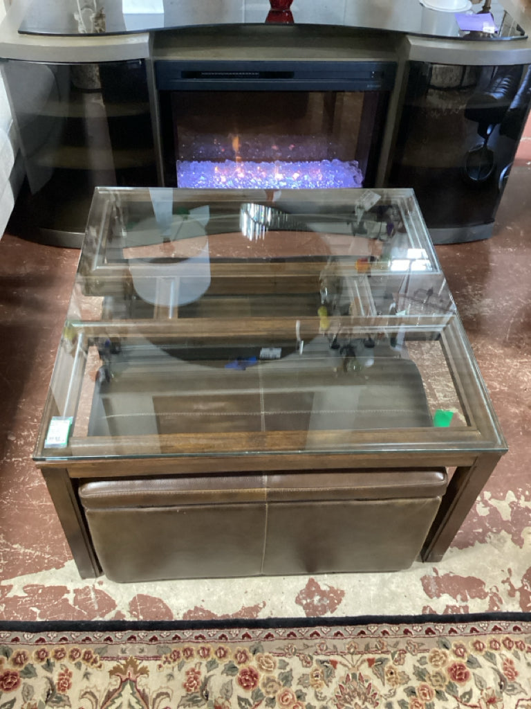 Bassett Glass Top Coffee Table 38x38x21.75