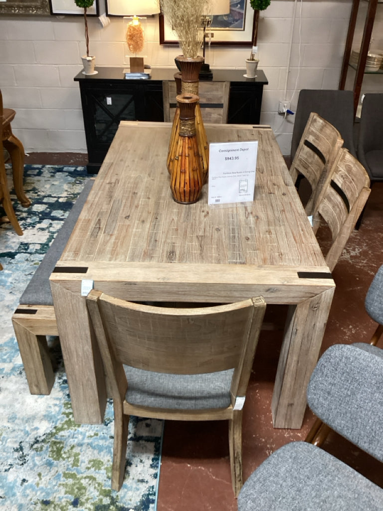 Furniture Row Rustic 4 Dining Chair, Bench, Table Set 39x71
