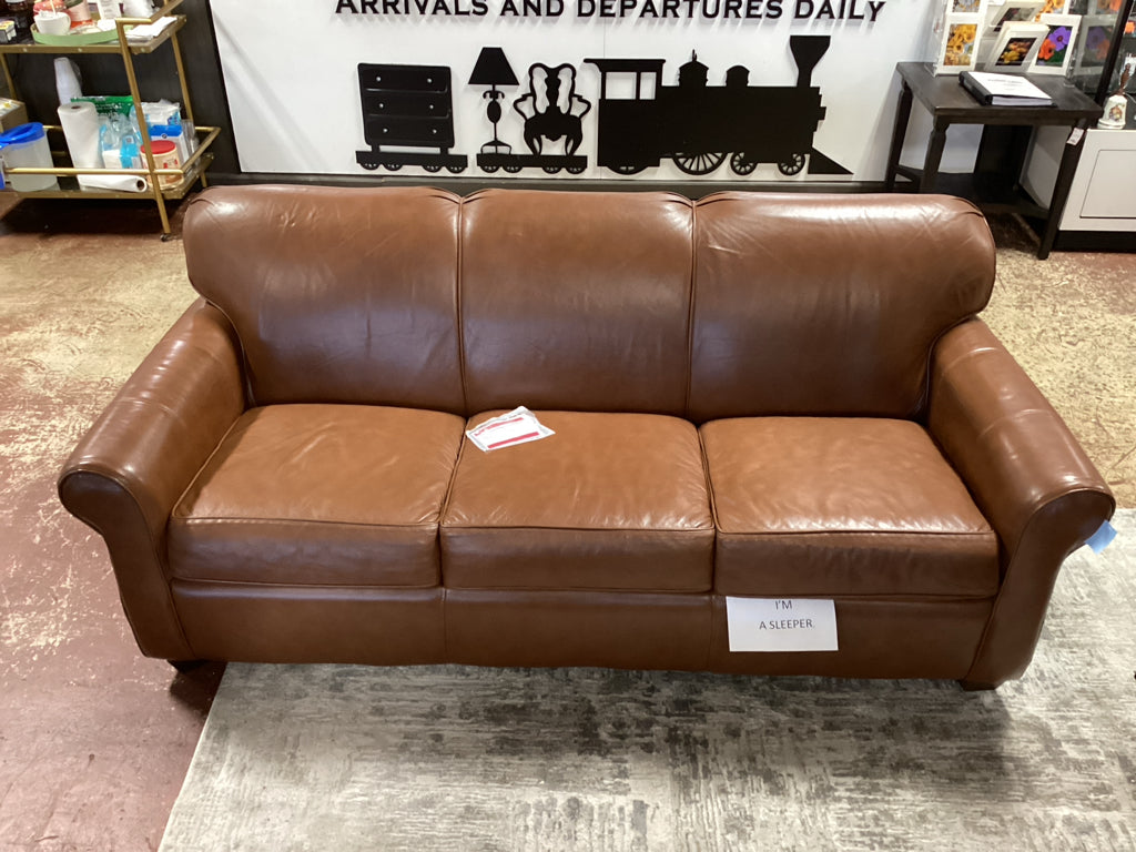 Wayfair Breames 81" 3 Cushion Custom Leather Queen Sleeper Sofa