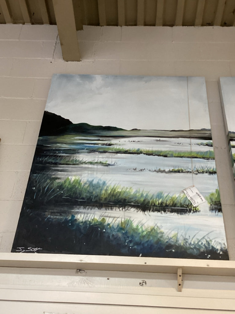 Large Contemporary Marsh Landscape on Canvas 42" X 56"