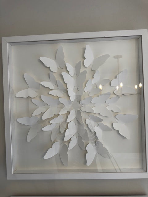 Pottery Barn Teen White Folded Butterfly Shadow Box; 23x23