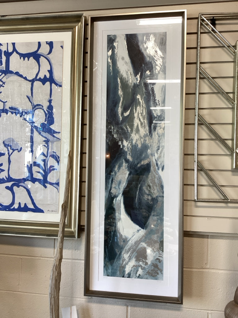 Blakely Bering giclee / blue, white, silver / silver frame 19 x 56