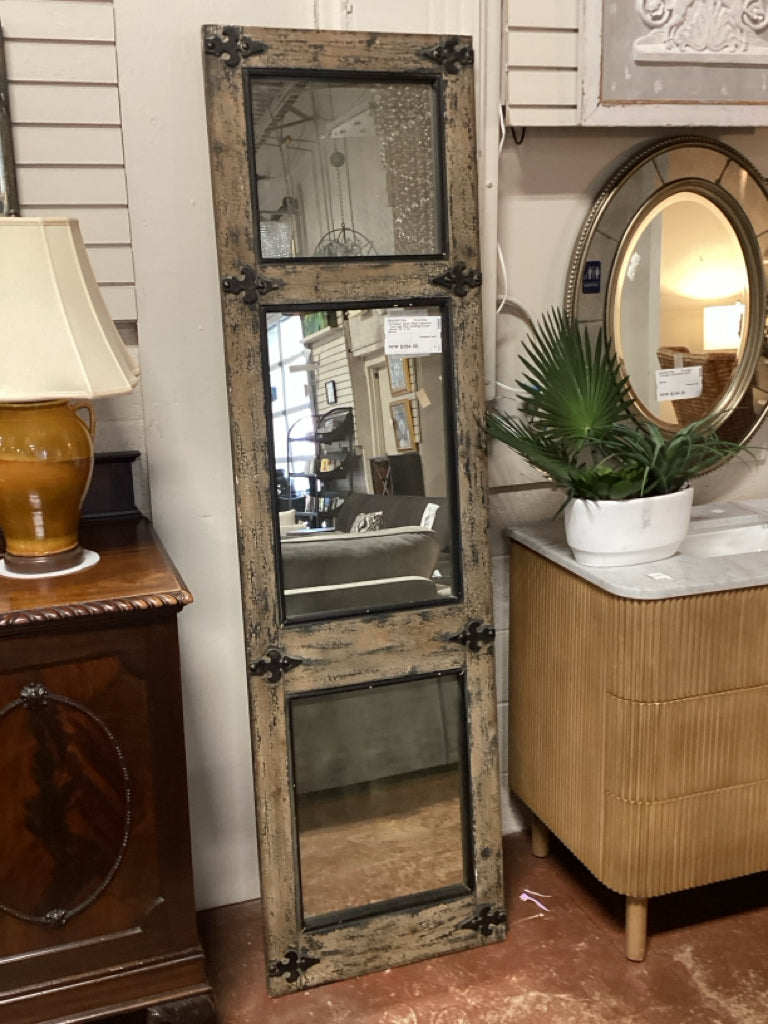 Uttermost Rustic Wood Industrial Trim Look Floor Standing/Accent Mirror 78" X 22
