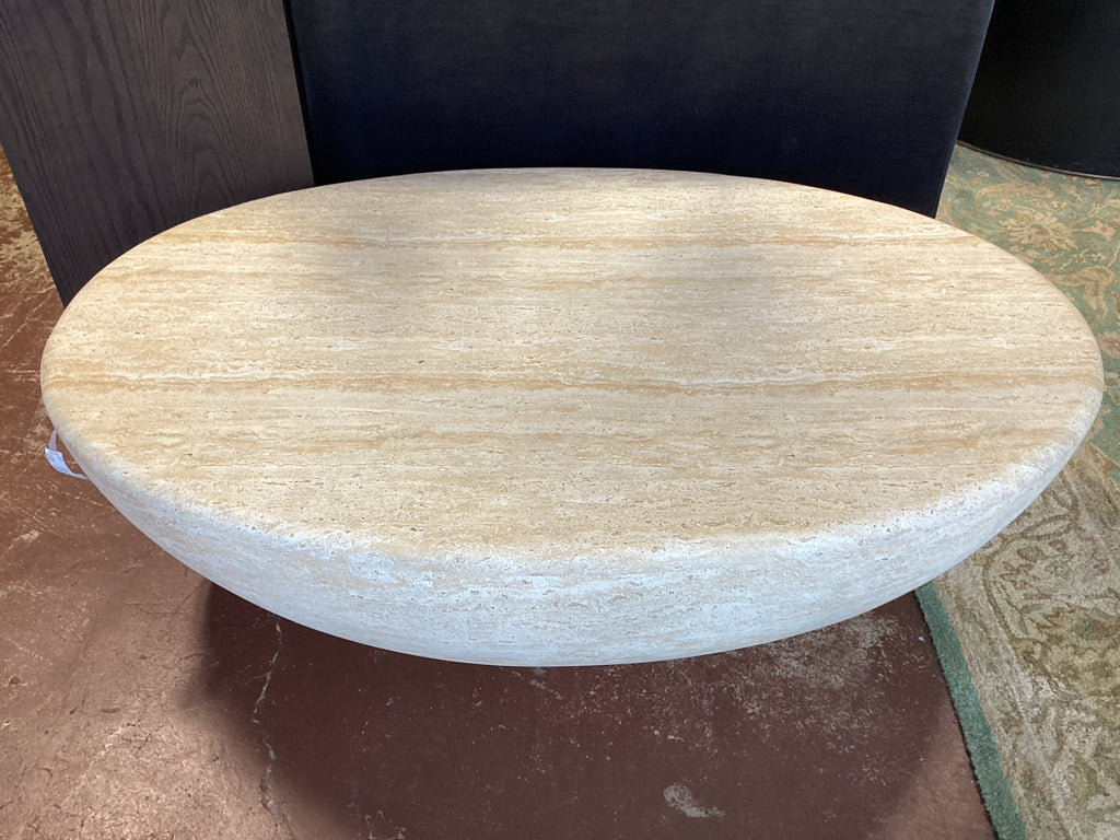 Poly & Bark Trevi Oval Coffee Table - Travertine  50" W x 31.6" D x 15  94E2BPT4