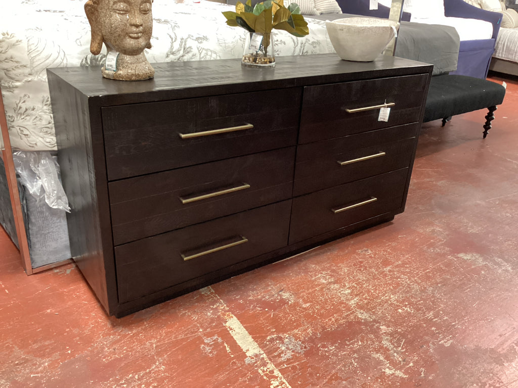 Four Hands 6 Drawer SUKI  Dresser,Burnished Blk 60x17x31