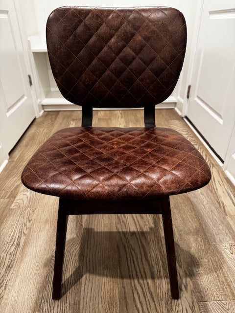 Four Hands Sloan dining chair; quilted Havana/heavy; diamond pattern, leather