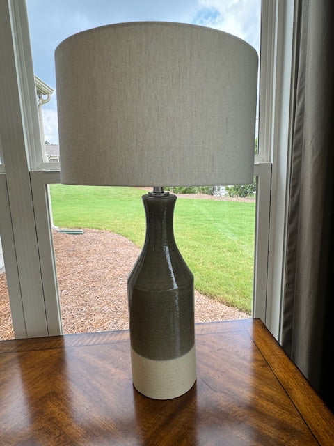 Uttermost Savin 31" Table Lamp; light grey/sage and cream