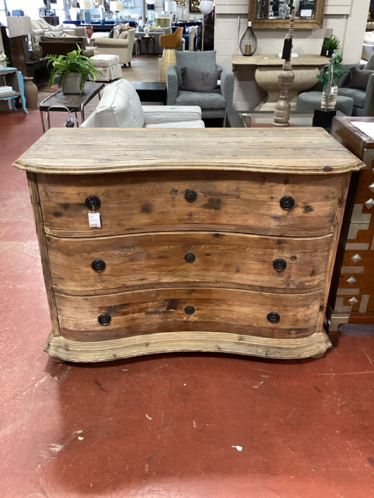 Casabella Luca Rustic Pine 3 Curved Drawe  Chest of Drawers 50" X 24" X 36"