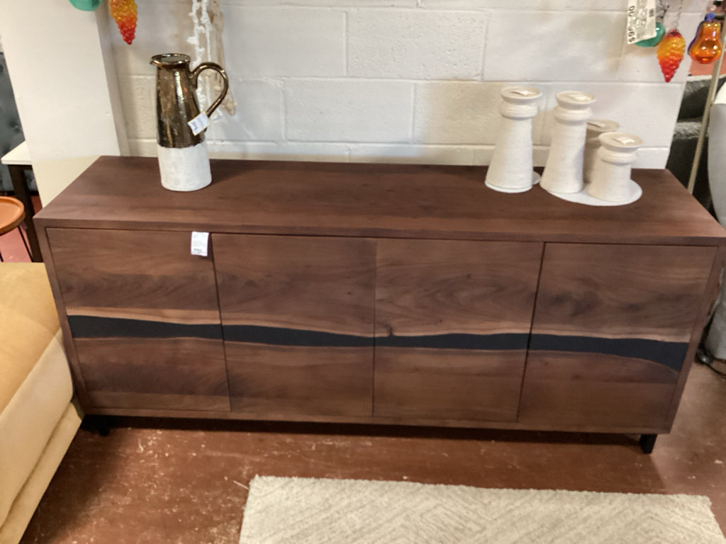 Hemlock Wood Sideboard 4 Door Multi Hued Grain and Black 3SEQPJN9