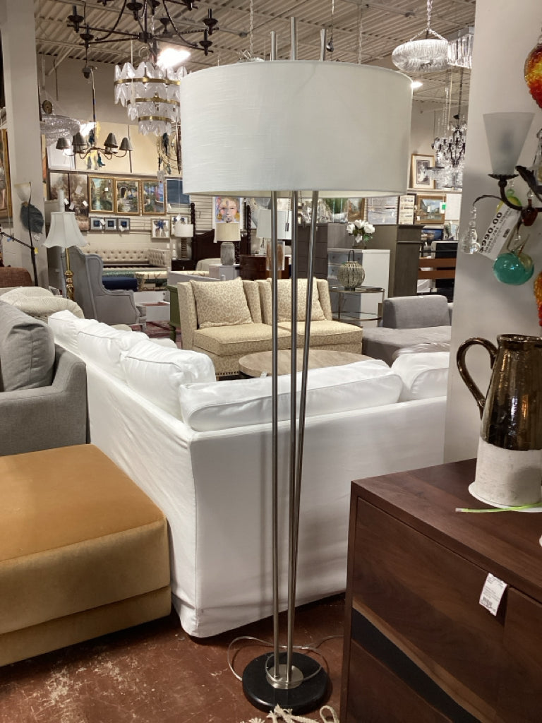 Floor Lamp in Nickel w/ Black Marble Base 72"H