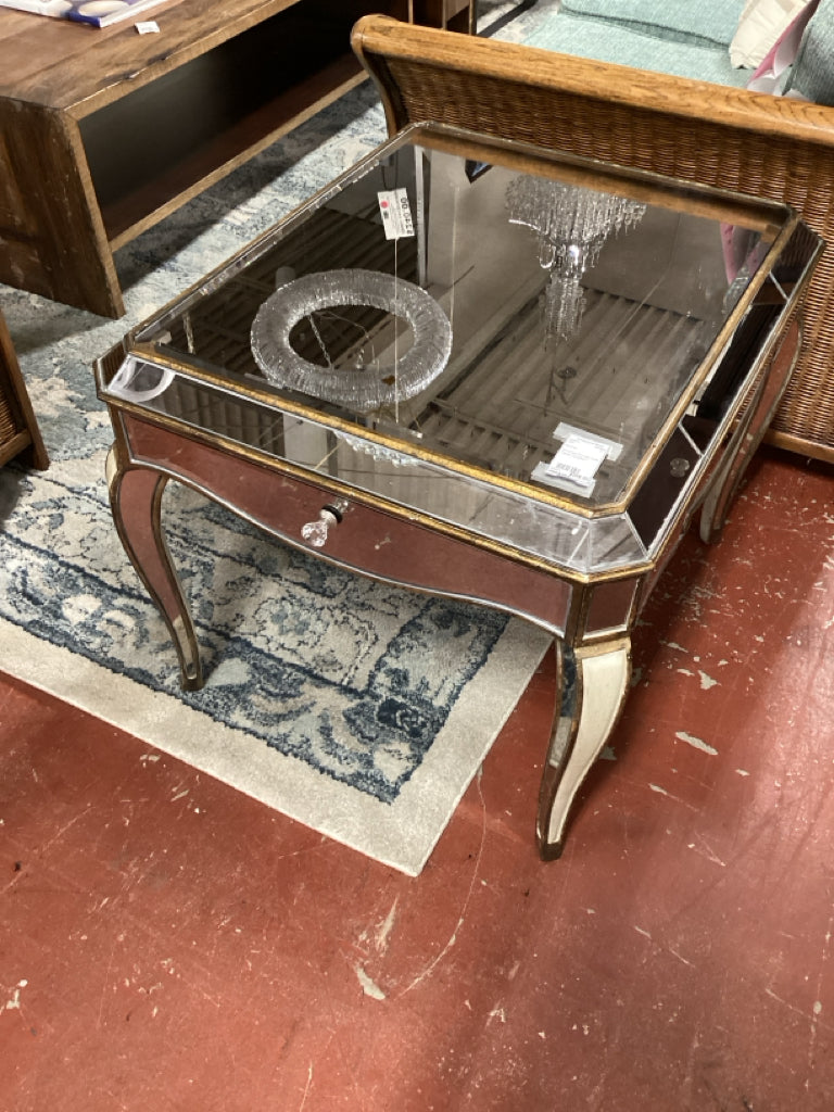 Mirrored Bronze Side Table 24x28x21