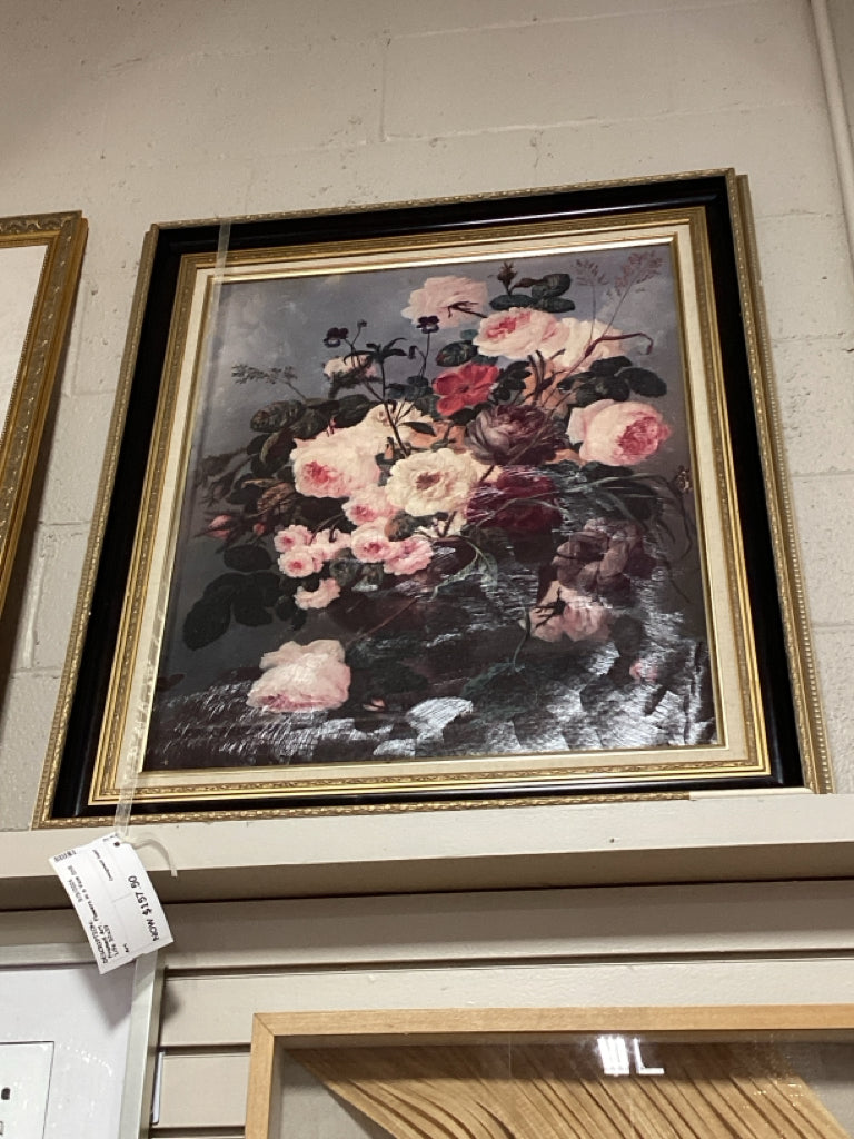 Framed Art, Flowers in a Vase Still Life 32x39