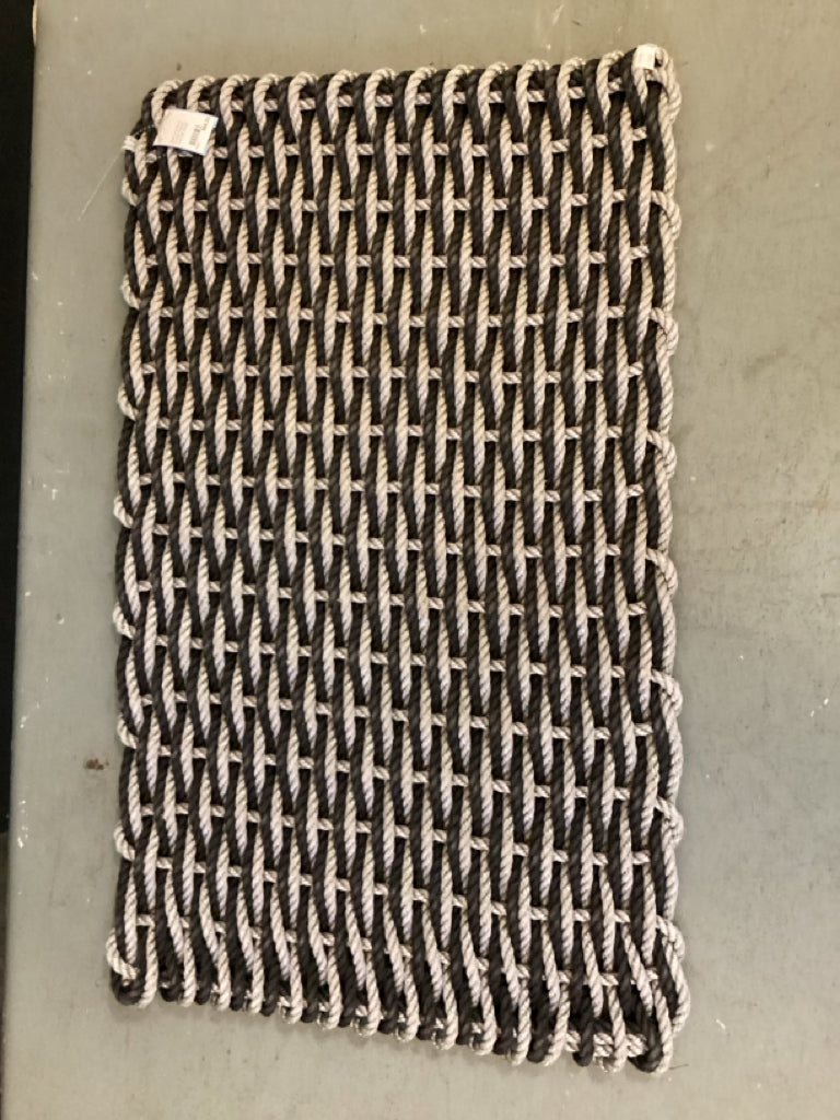 Black and Sand Double Weave Doormat 25x20