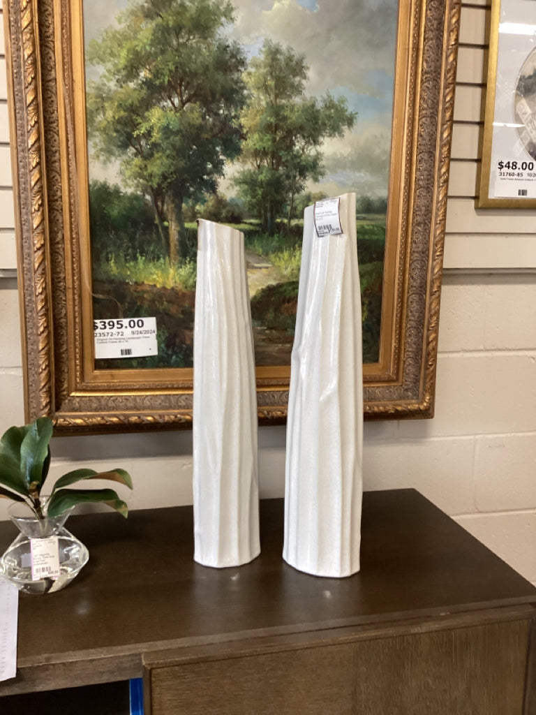 Uttermost Kenley Crackled White Vases Set of 2