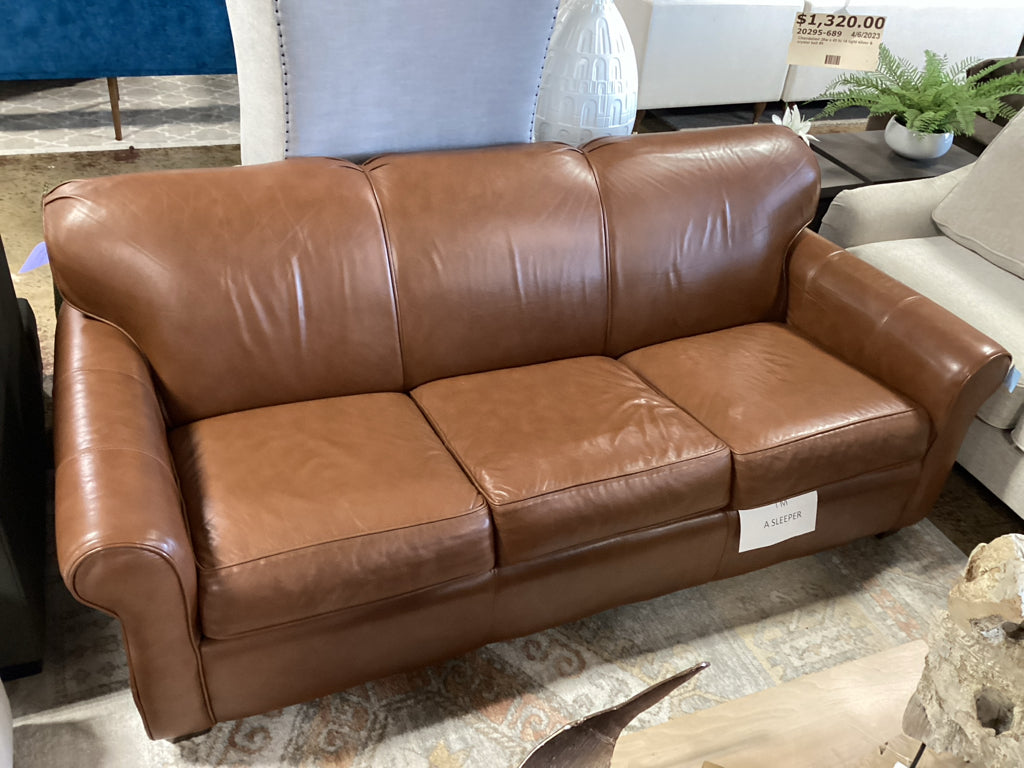 SlEEPER Queen Breames 81" 3 Cushion Custom Leather Sofa 81x35x34