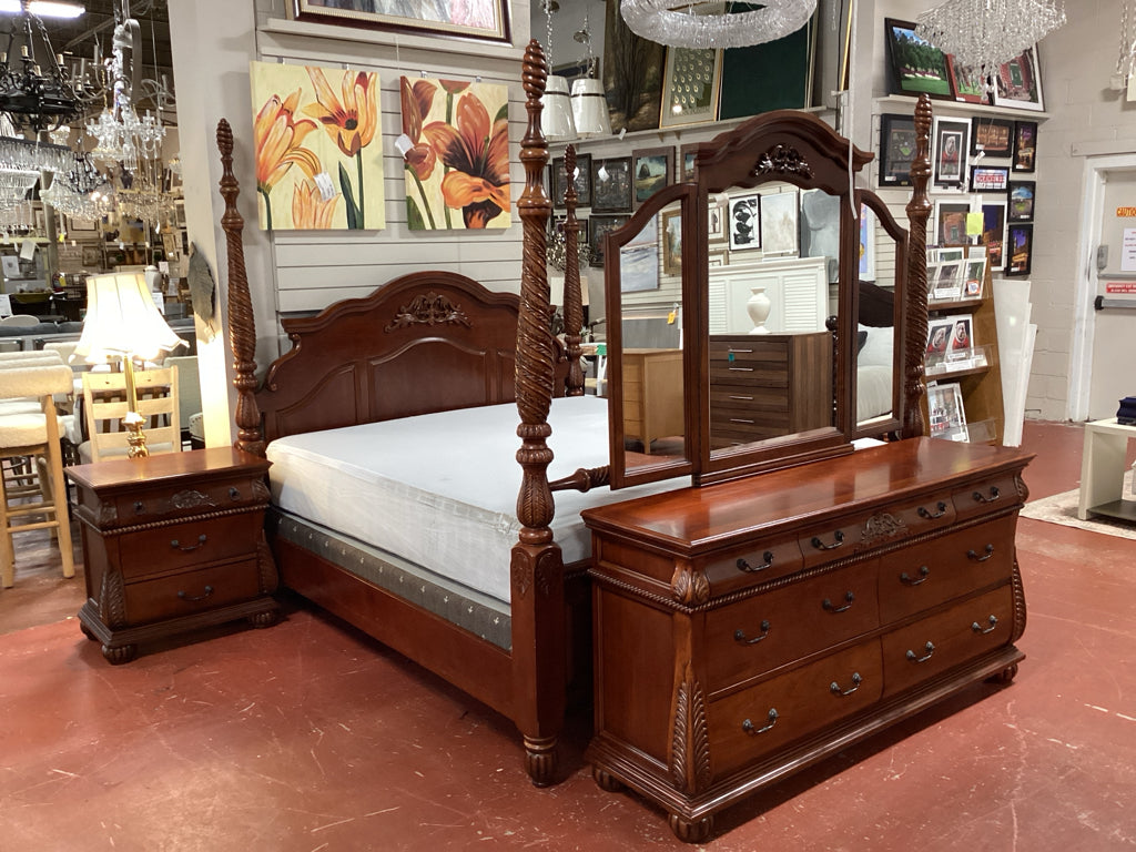 Traditional King 4 poster Cherry Bed HBFB, Rails