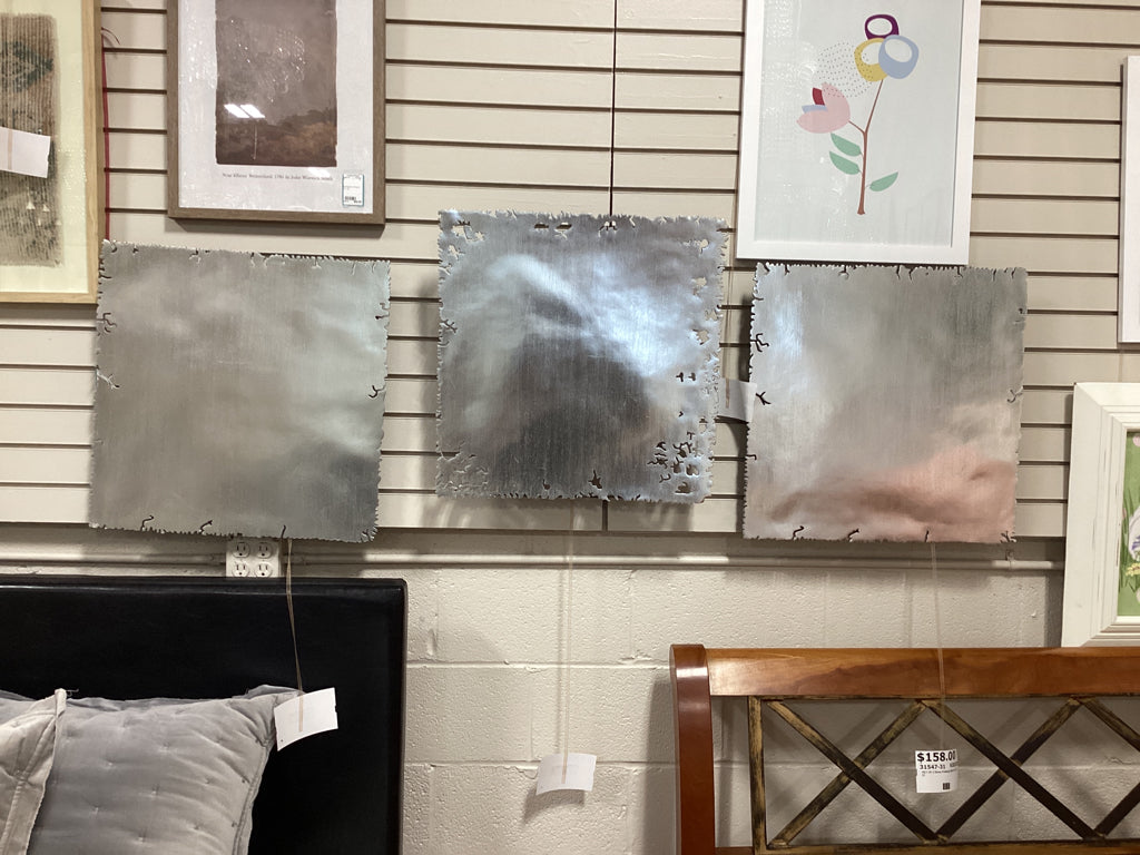 SET OF 3 Silver Floating Wall Art 21 x 21