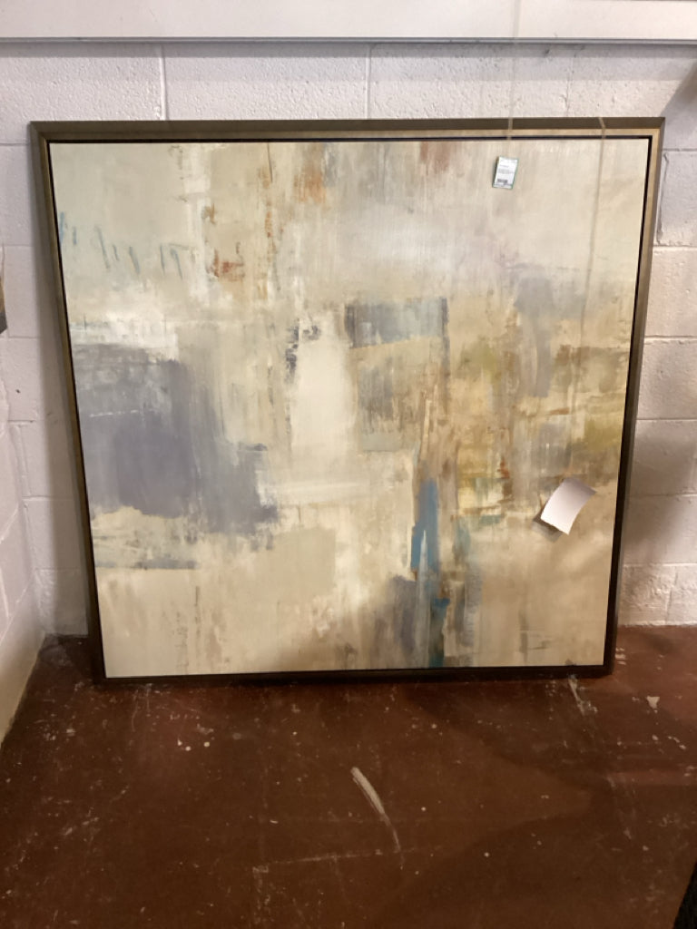 Large Framed Abstract Art, Neutrals on Canvas 50x50