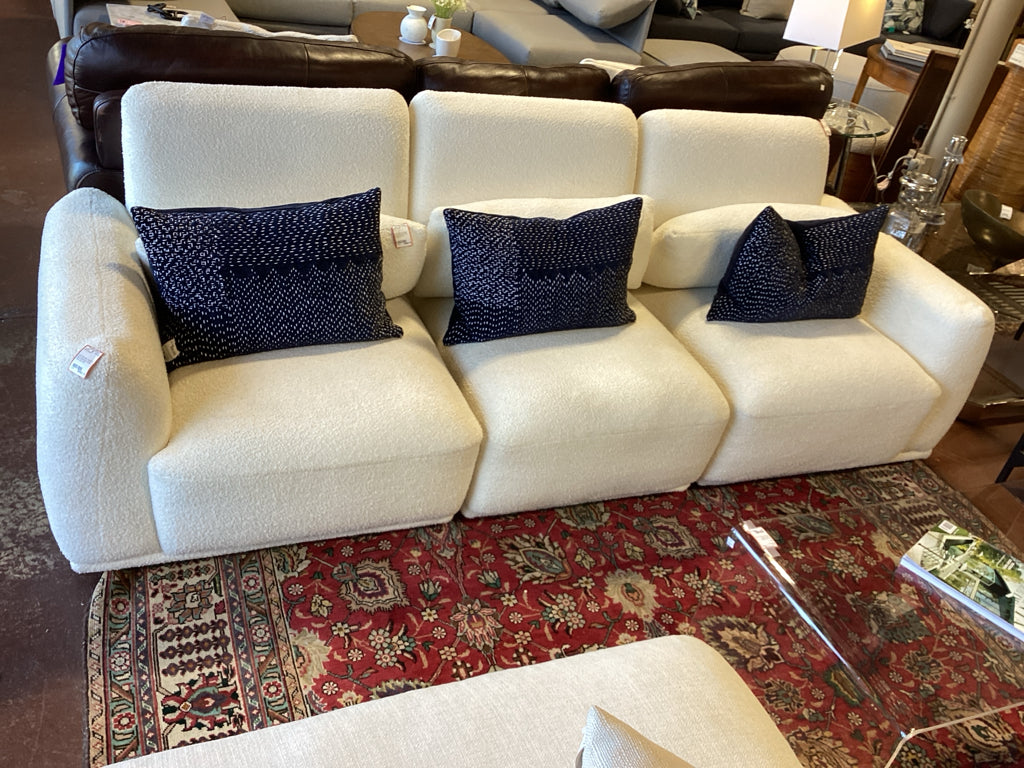 Ivory Boucle Teddy Wool Modular Sofa 100x 32 x 34