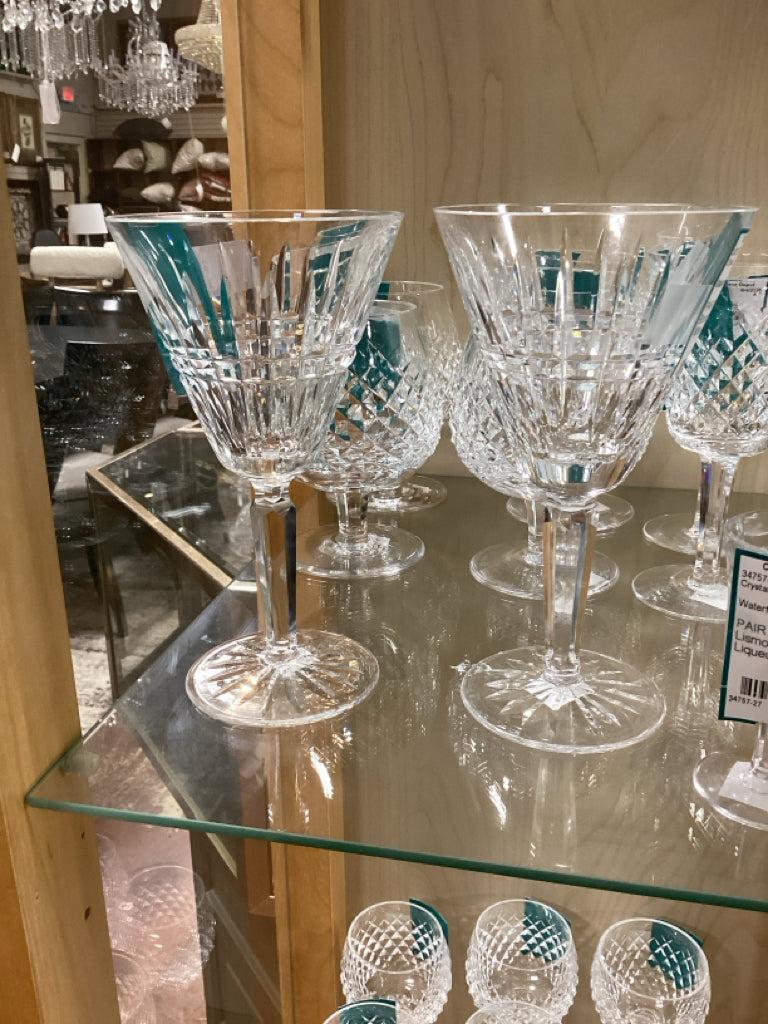 PAIR Waterford Brookside Crystal Wine Goblets 7"