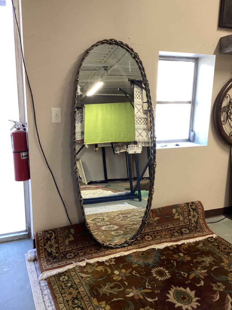 Mirror / Oval mirror 31 x 72 /twisted steel frame