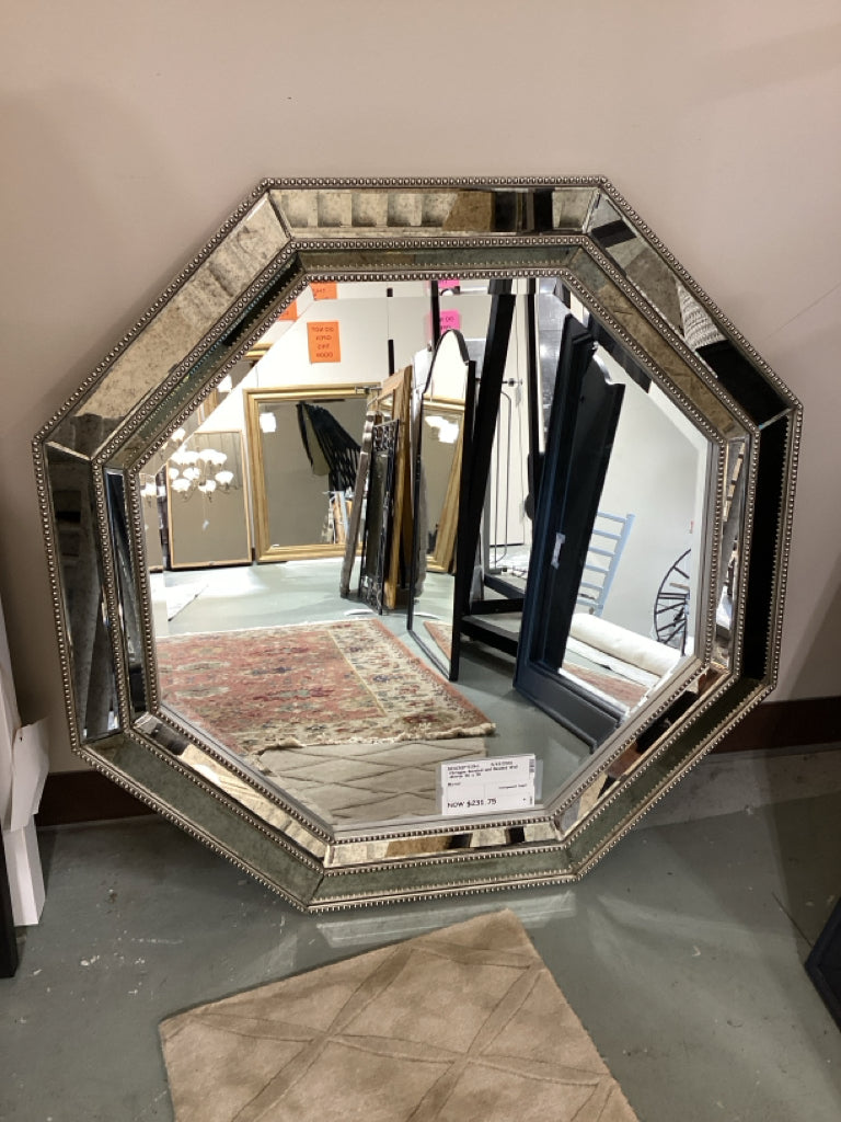 Octagon Beveled and Beaded Wall Mirror 36 x 36