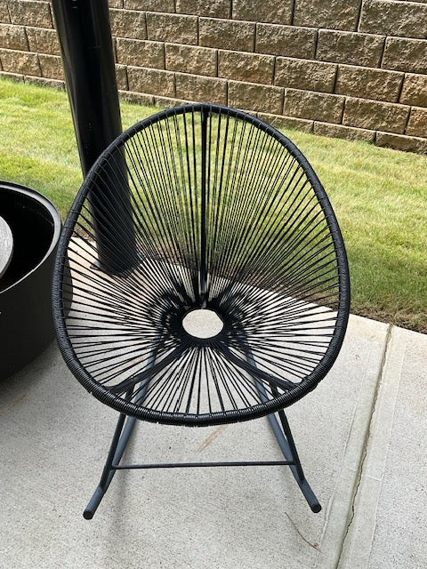 Acapulco Black Rope Chair Outdoor Rocking Chair 27x37x30