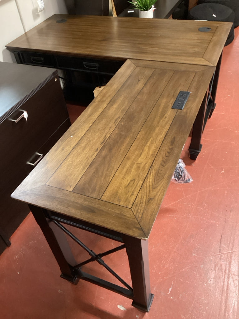 Hartford Distressed Black L Shaped Desk 60"W x 76"D x 31"H