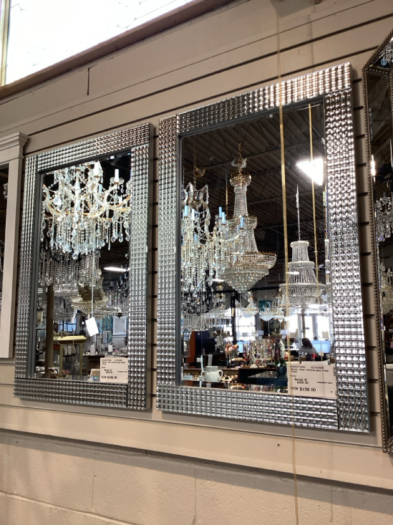 Mirror/ silver textured glass frame 24x36