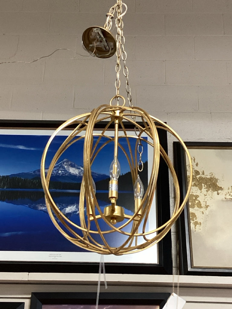 Luxury Golden Ball Modern 3 L Light European Style Hanging Pendant 18" W X 28" H