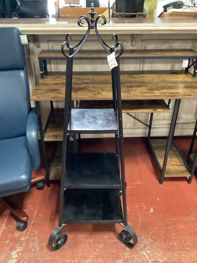 Shelf / wood & iron pyramid display shelf / 20 x 20 x 51 high