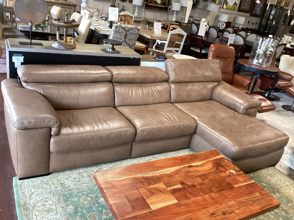 Natuzzi BROWN Leather Sofa w/Adjustable Headrest 119x46x29