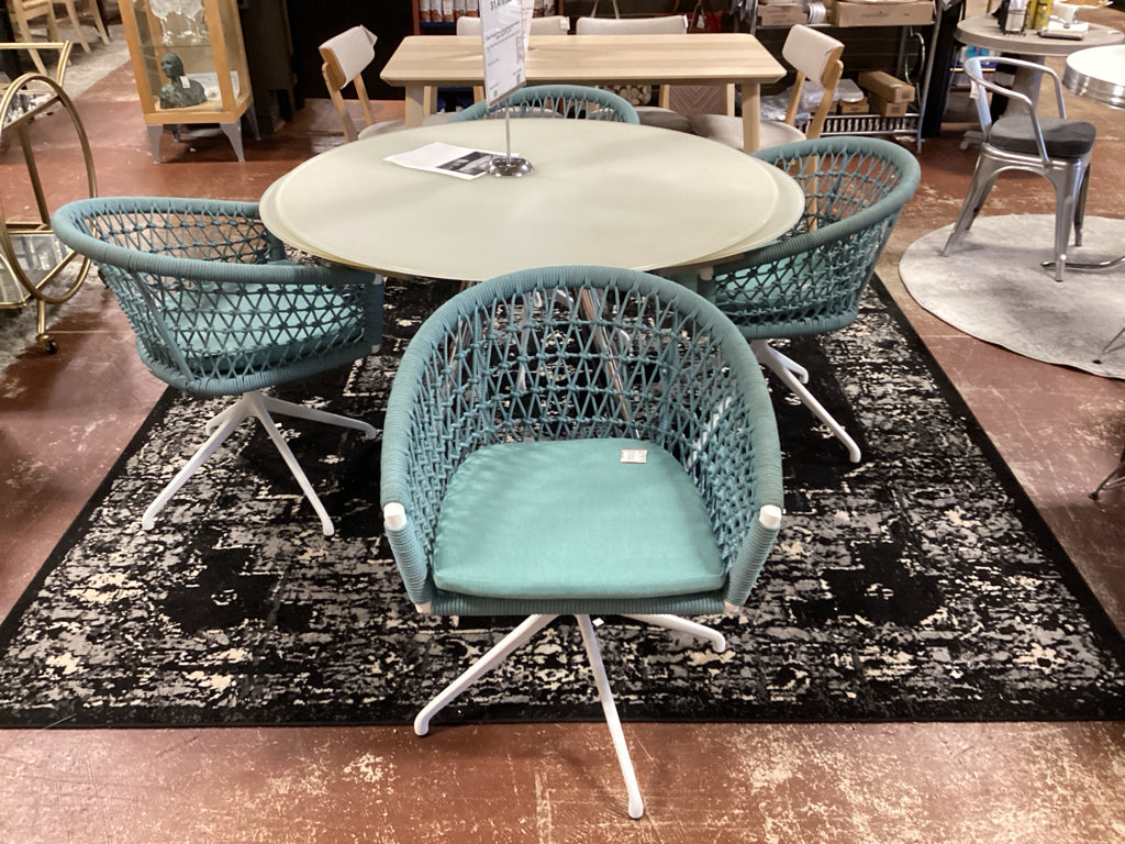 Muse swivel dining Chair / Aqua woven frame w cushion/ SET of 2