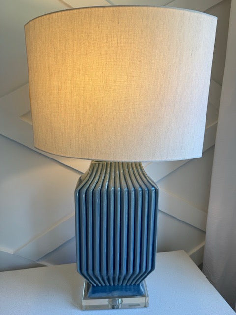Surya Blue Charleston Table Lamp w/ Acrylic Base 30"