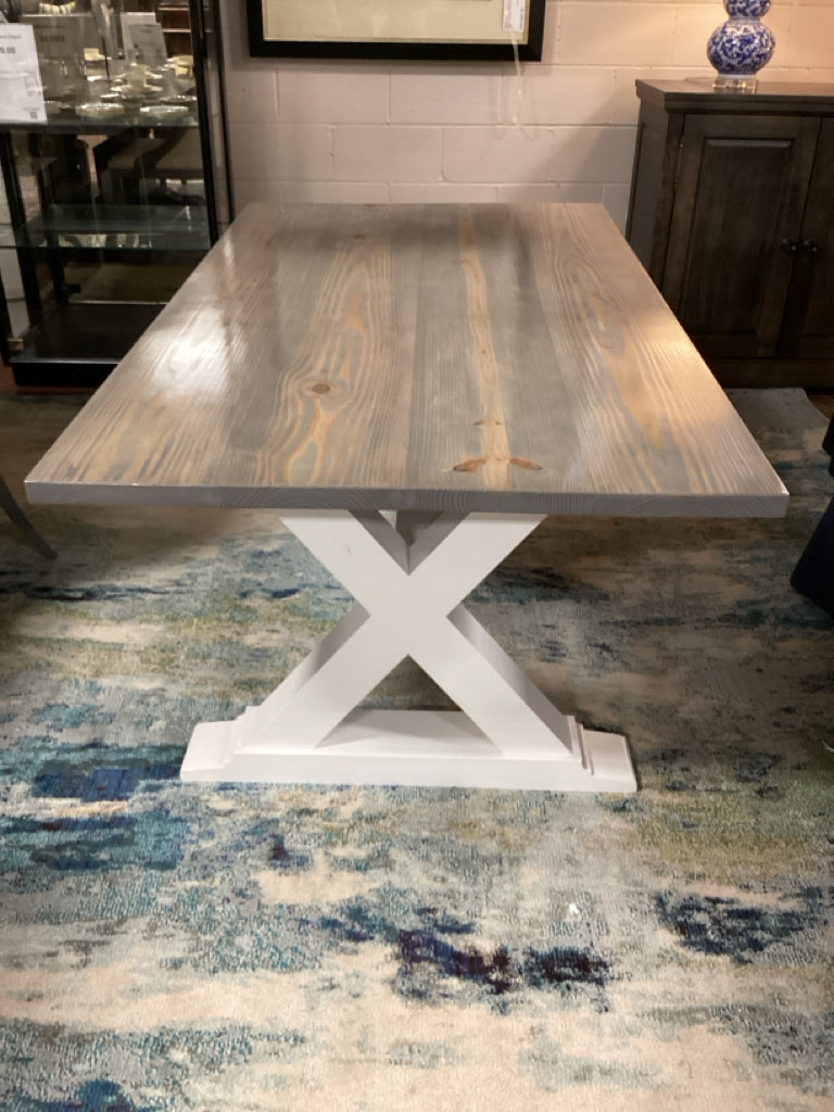 Custom Farmhouse Table in Antique Grey w/ White Base 72x40x29.5