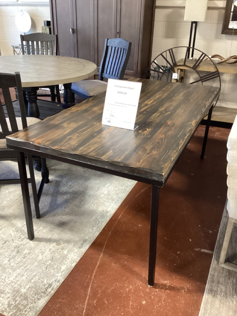Rustic Wood Dining Table Iron Base 72 x 36