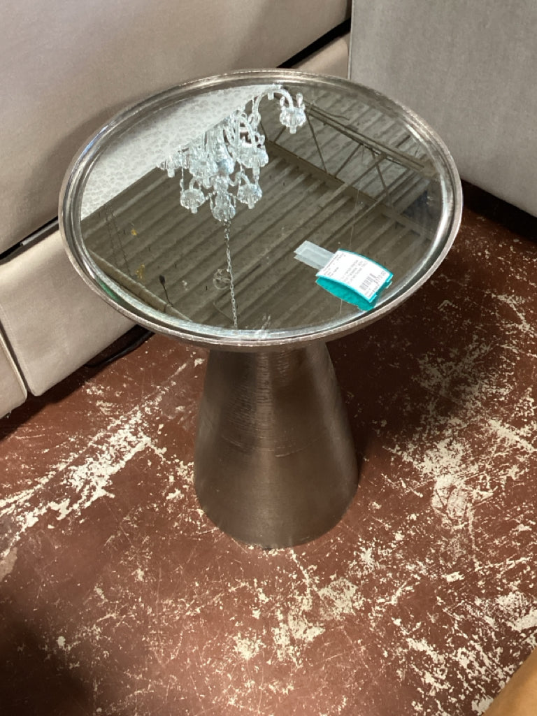 Four Hands Marlow Mod Pedestal Table, Brushed Nickel 16x23
