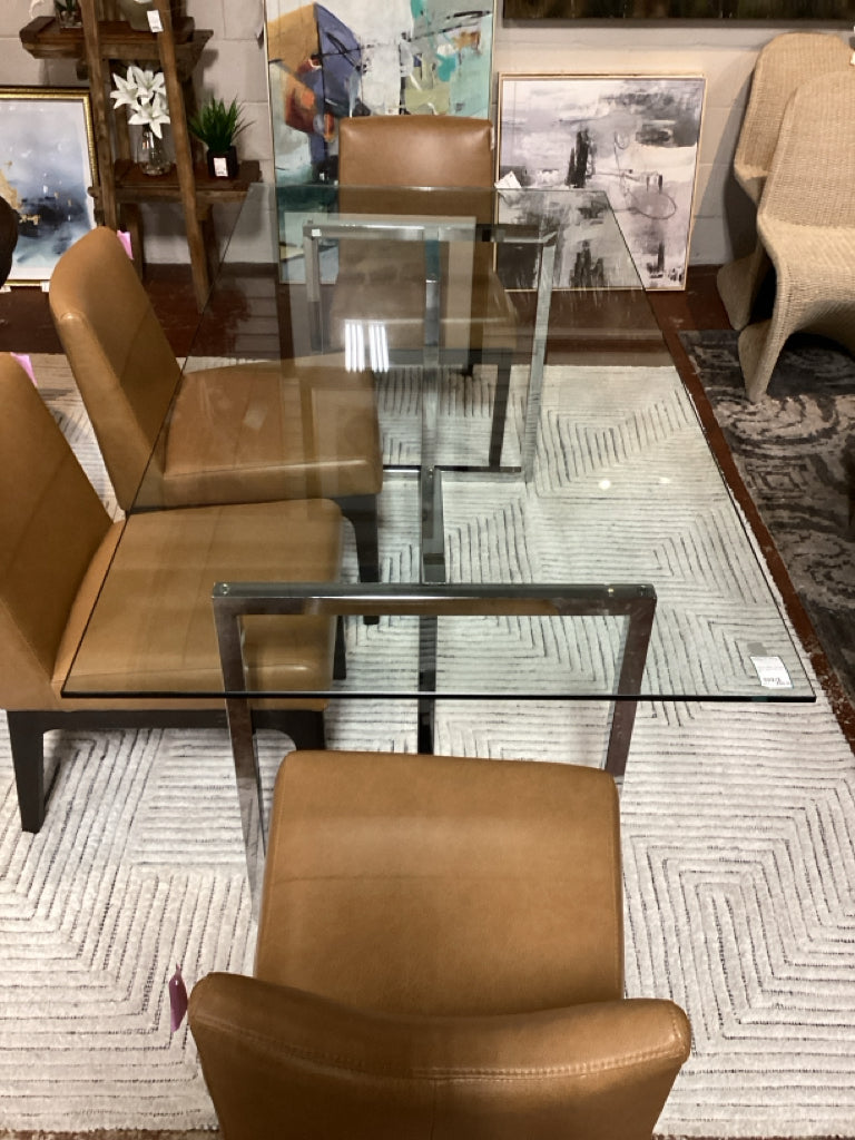 Dining Table / chrome base / glass top 72 x 45