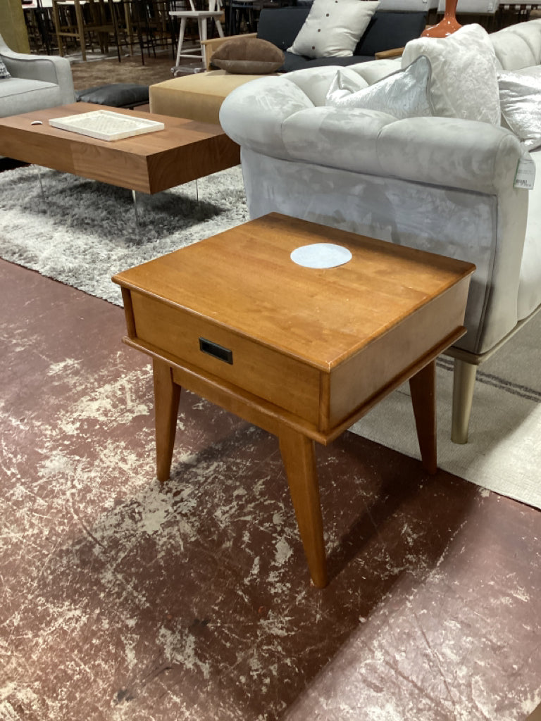 Maple One Drawer Mid Century End Table 22x20x22