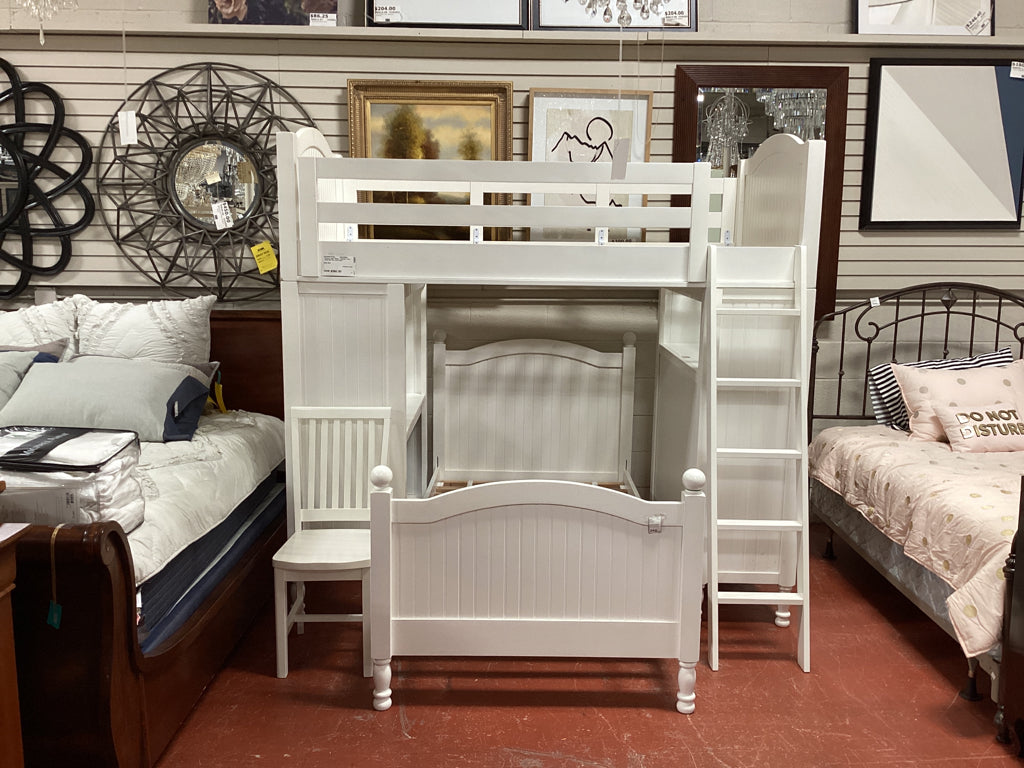 Pottery Barn White  Catalina Twin Bunk Bed Set with Chair