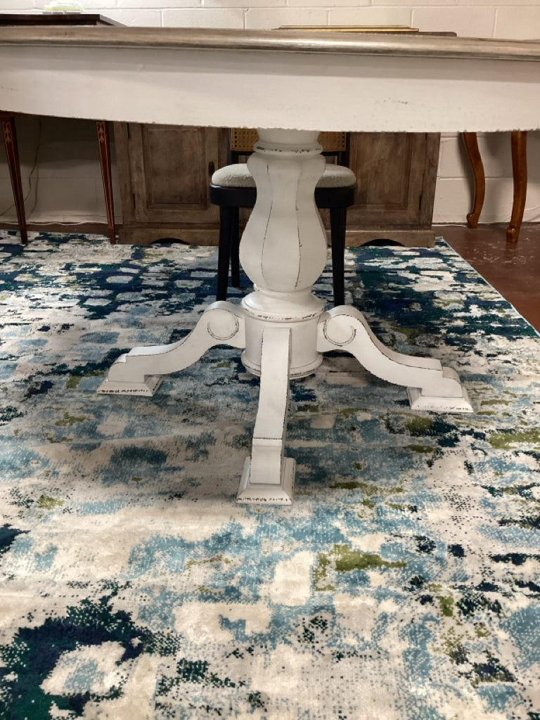 Magnolia Manor Antique White Weathered Bark Extendable Dining Table 42" - 60"W