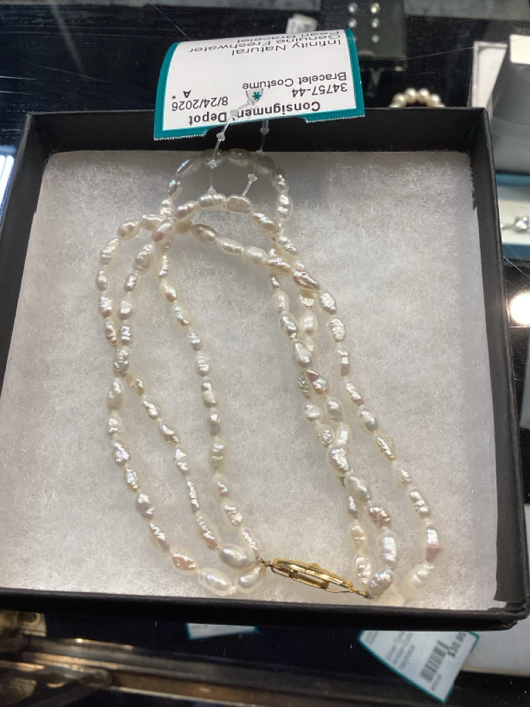 Infinity Natural Genuine Freshwater Pearl Bracelet