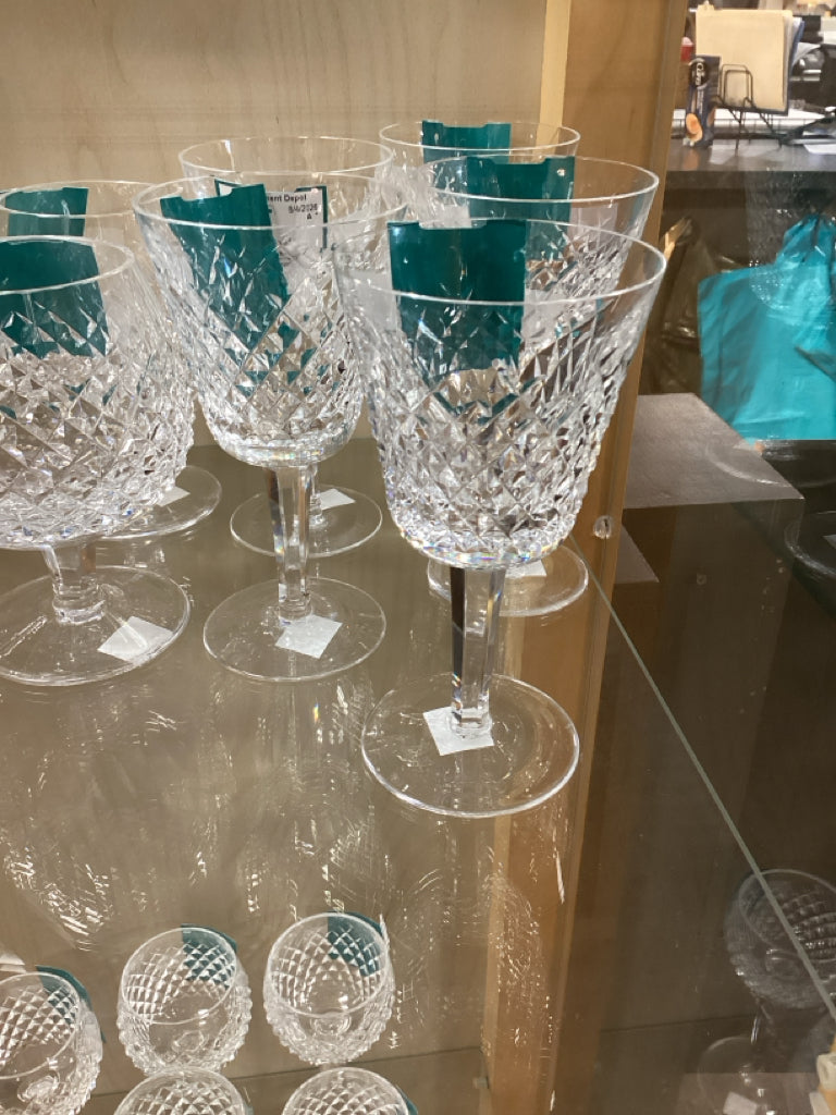 Set of 5 Waterford Lismore Crystal Stemmed Goblet