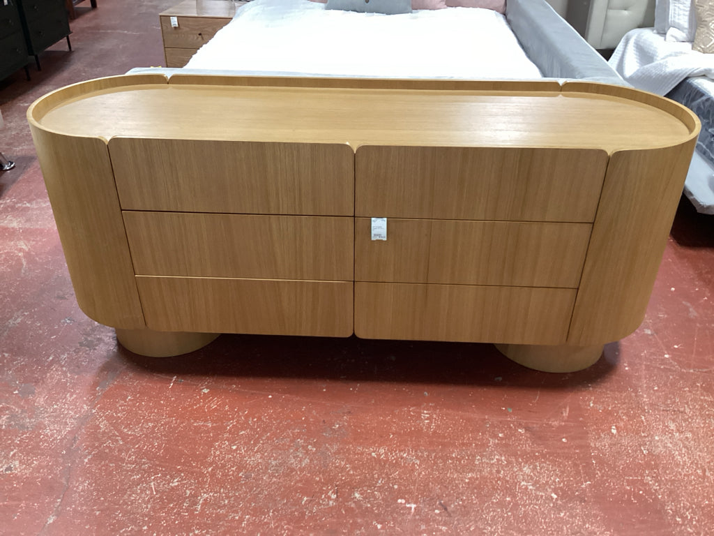 Oak Six Drawer Dresser 73" x 31" x 22"